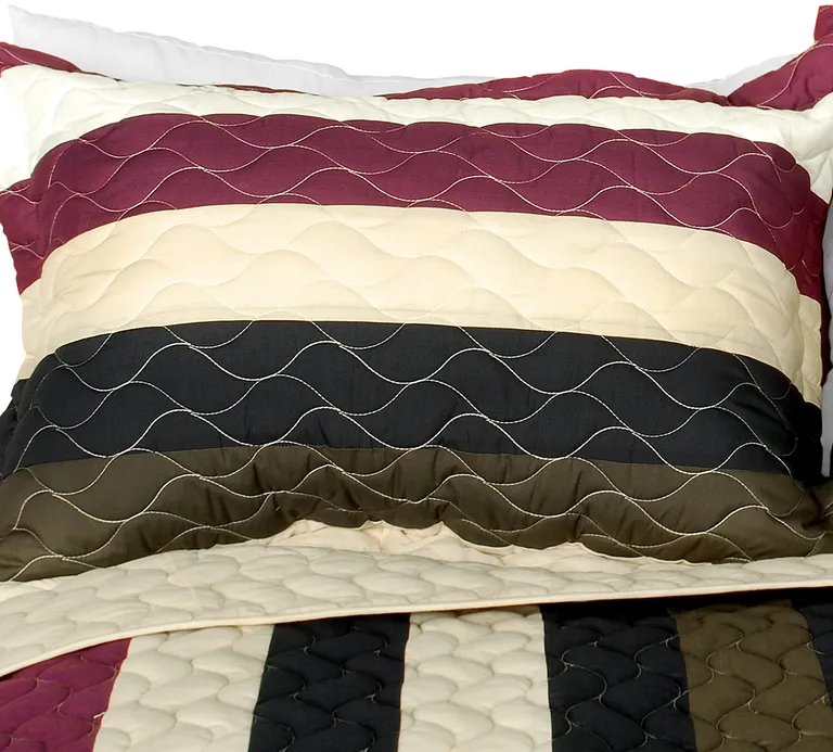 Past Faded - 3PC Vermicelli-Quilted Patchwork Quilt Set (Full/Queen Size) Photo 1