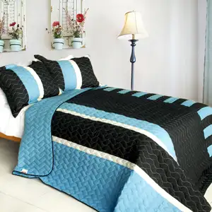 Photo of Peace of Mind - 3PC Vermicelli-Quilted Patchwork Quilt Set (Full/Queen Size)