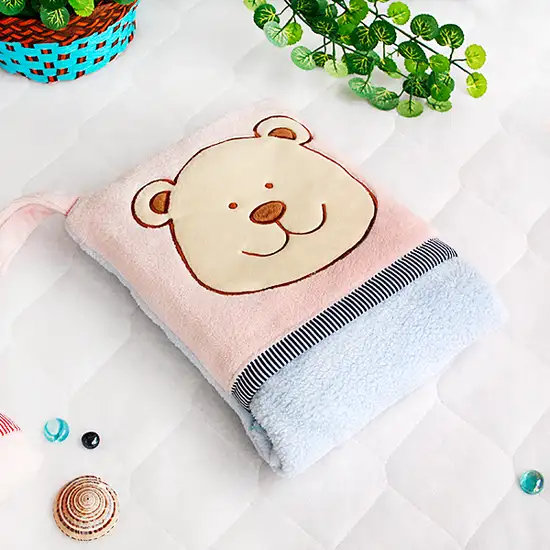 Pink Bear -  Fleece Throw Blanket Pillow Cushion / Travel Pillow Blanket (28.3 by 35.1 inches) Photo 1
