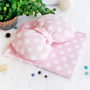 Photo of Pink Bow - Fleece Throw Blanket Pillow Cushion / Travel Pillow Blanket (29.5 by 35.4 inches)