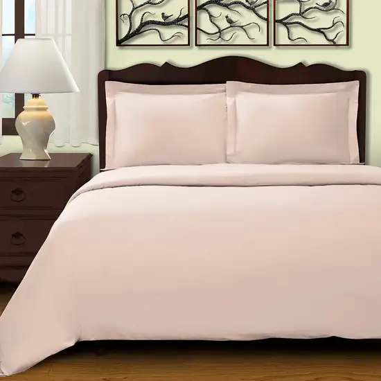 Pink  Cotton Blend 400 Thread Count Washable Duvet Cover Set Photo 4