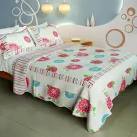 Photo of Pink Fairy Tale - 100% Cotton 3PC Vermicelli-Quilted Patchwork Quilt Set (Full/Queen Size)