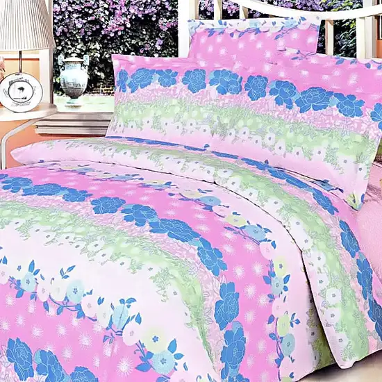 Pink Kaleidoscope -  100% Cotton 5PC Comforter Set (King Size) Photo 1