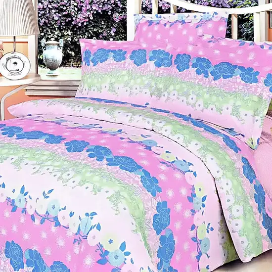 Pink Kaleidoscope -  100% Cotton 4PC Duvet Cover Set (King Size) Photo 1