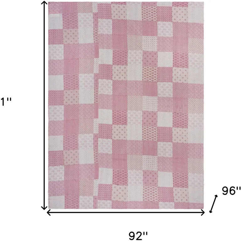 Pink Knitted Cotton Geometric Throw Photo 5