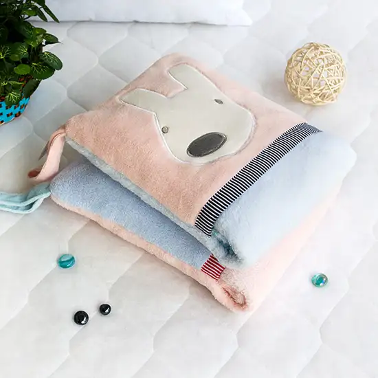 Pink Rabbit -  Fleece Throw Blanket Pillow Cushion / Travel Pillow Blanket (28.3 by 35.1 inches) Photo 5