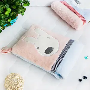 Photo of Pink Rabbit - Fleece Throw Blanket Pillow Cushion / Travel Pillow Blanket (28.3 by 35.1 inches)