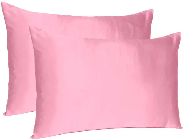 Pink Rose Dreamy Set Of 2 Silky Satin King Pillowcases Photo 3