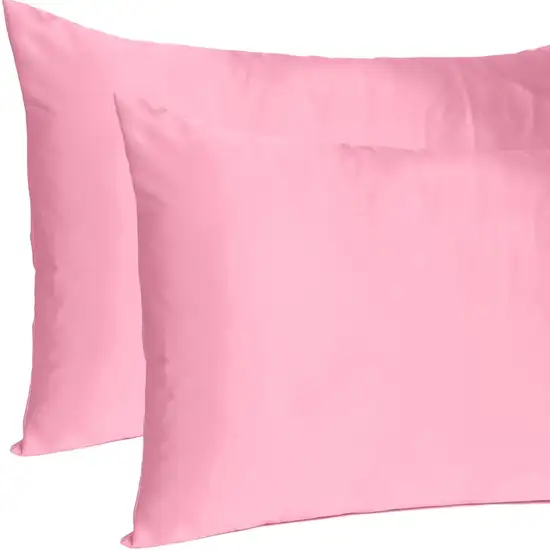 Pink Rose Dreamy Set Of 2 Silky Satin King Pillowcases Photo 6