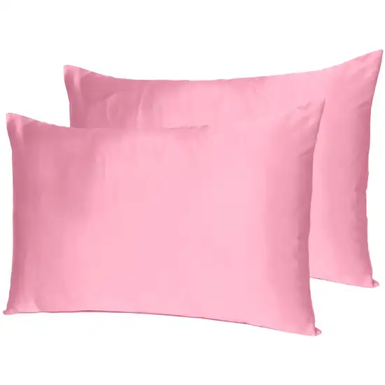 Pink Rose Dreamy Set Of 2 Silky Satin King Pillowcases Photo 7