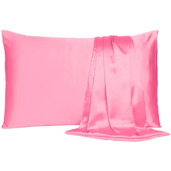 Pink Rose Dreamy Set Of 2 Silky Satin King Pillowcases Photo 4