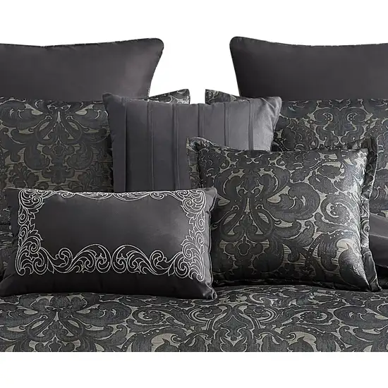 Pixie 10 Piece Polyester King Comforter Set, Damask Pattern Photo 2