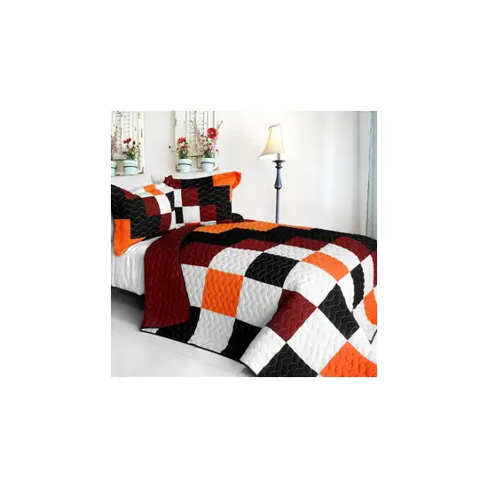 Plaid -  Brand New Vermicelli-Quilted Patchwork Quilt Set Full/Queen Photo 2