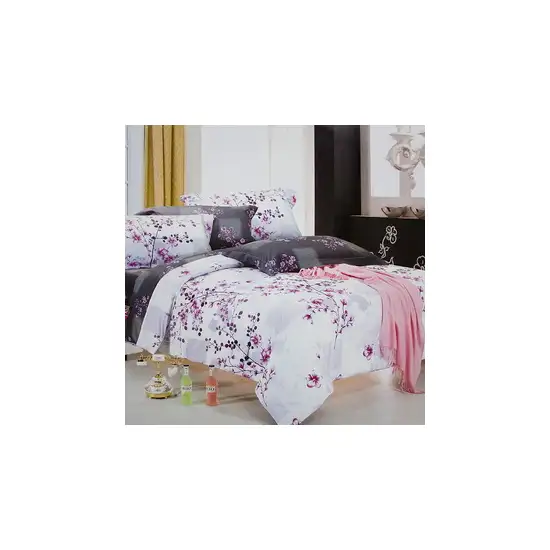 Plum in Snow -  100% Cotton 3PC Comforter Cover/Duvet Cover Combo (Twin Size) Photo 2
