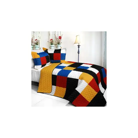 Poker King -  3PC Vermicelli - Quilted Patchwork Quilt Set (Full/Queen Size) Photo 2