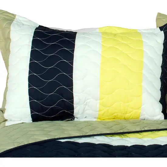 Polestar -  3PC Vermicelli-Quilted Patchwork Quilt Set (Full/Queen Size) Photo 2