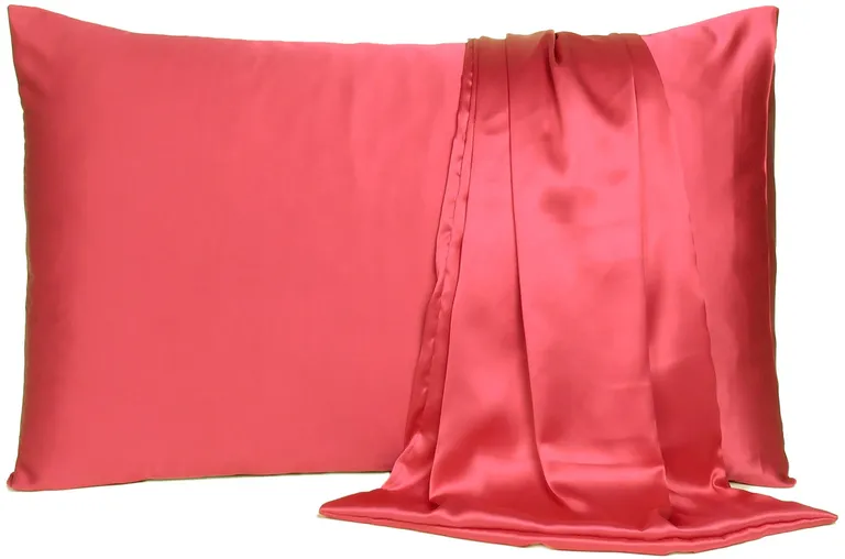 Poppy Red Dreamy Set Of 2 Silky Satin Queen Pillowcases Photo 1