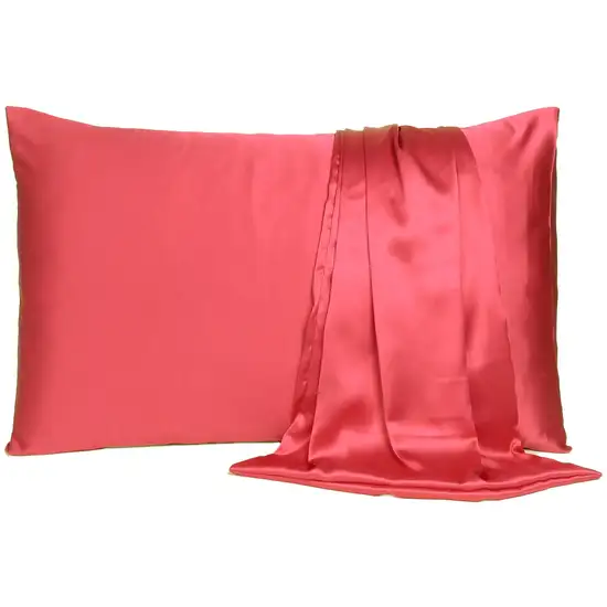 Poppy Red Dreamy Set Of 2 Silky Satin Queen Pillowcases Photo 1