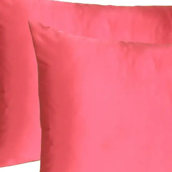 Poppy Red Dreamy Set Of 2 Silky Satin Queen Pillowcases Photo 6