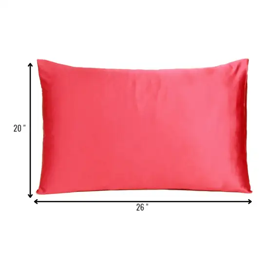 Poppy Red Dreamy Set Of 2 Silky Satin Standard Pillowcases Photo 8