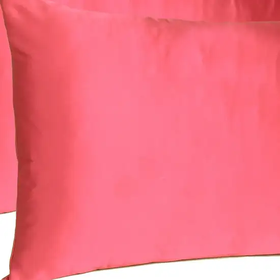 Poppy Red Dreamy Set Of 2 Silky Satin Standard Pillowcases Photo 6