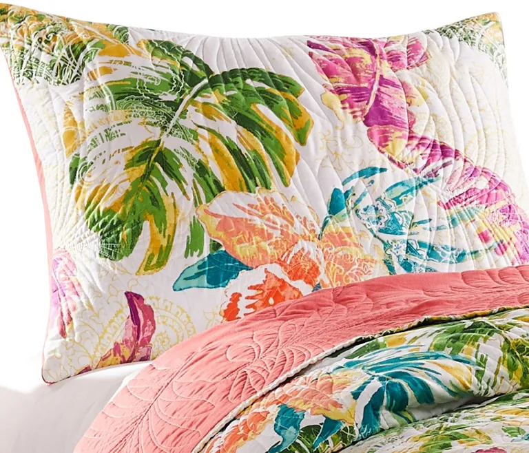 Porto 20 x 36 King Size Pillow Sham, Tropical Palm Leaves, Green and Blue Photo 4