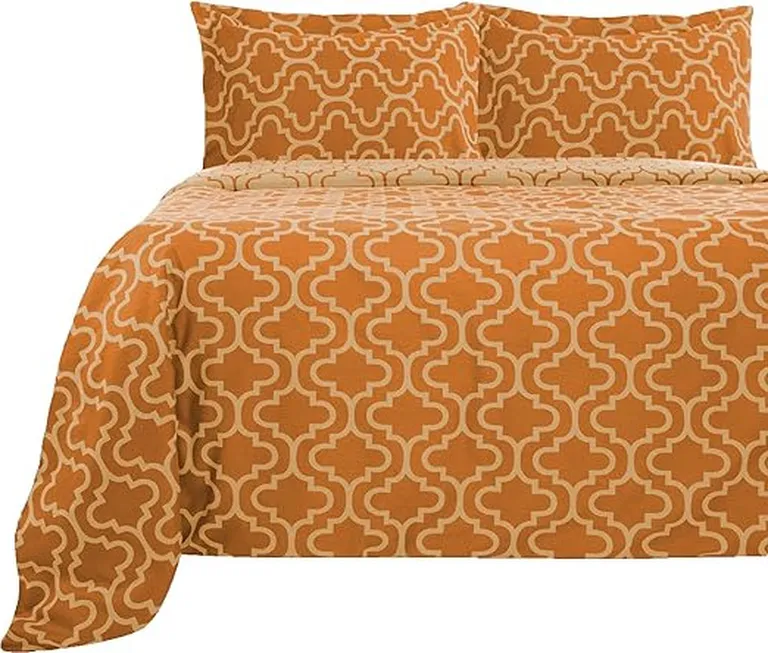 Pumpkin Queen Cotton Blend Thread Count Washable Duvet Cover Set Photo 3