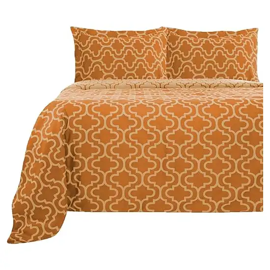 Pumpkin Queen Cotton Blend Thread Count Washable Duvet Cover Set Photo 3