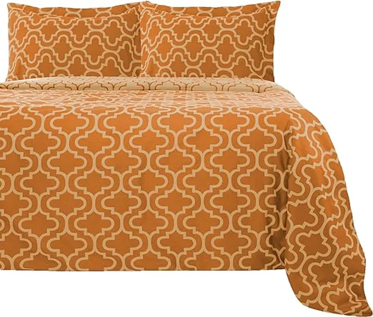 Pumpkin Queen Cotton Blend Thread Count Washable Duvet Cover Set Photo 1