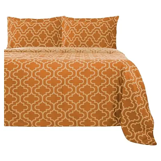 Pumpkin Queen Cotton Blend Thread Count Washable Duvet Cover Set Photo 1