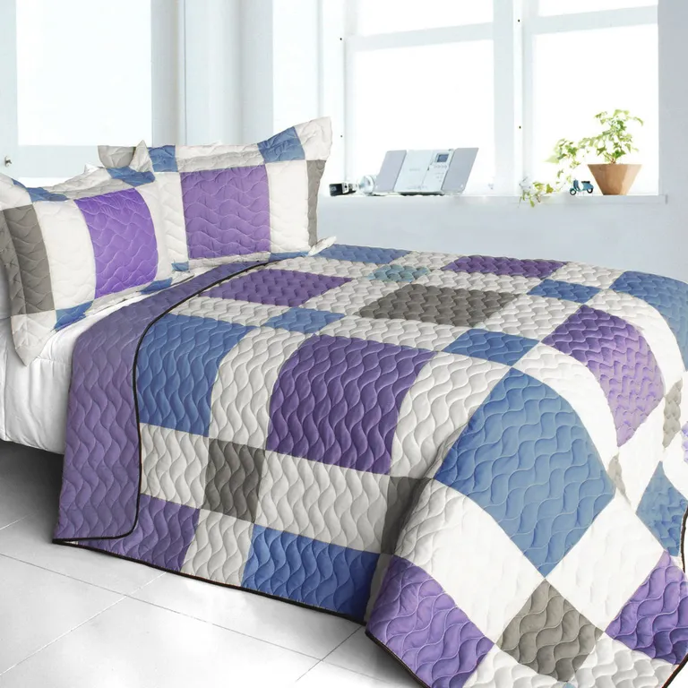 Pure Willing - 3PC Vermicelli - Quilted Patchwork Quilt Set (Full/Queen Size) Photo 1