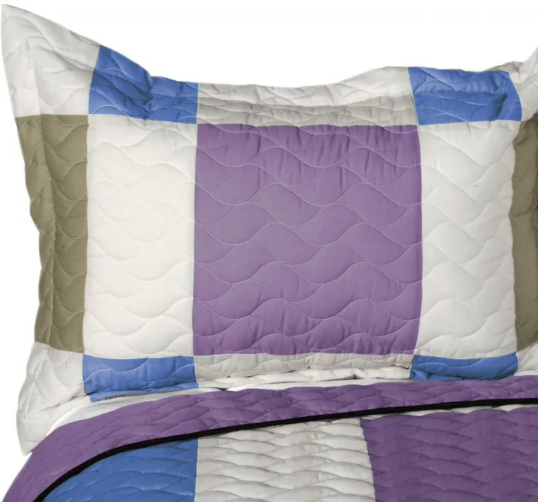 Pure Willing - 3PC Vermicelli - Quilted Patchwork Quilt Set (Full/Queen Size) Photo 2