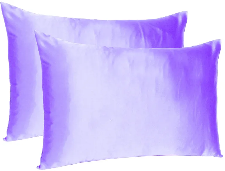 Purple Dreamy Set Of 2 Silky Satin King Pillowcases Photo 4