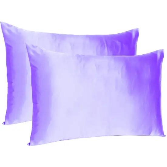 Purple Dreamy Set Of 2 Silky Satin King Pillowcases Photo 4