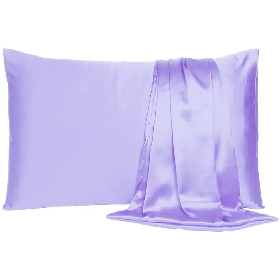 Purple Dreamy Set Of 2 Silky Satin King Pillowcases Photo 1