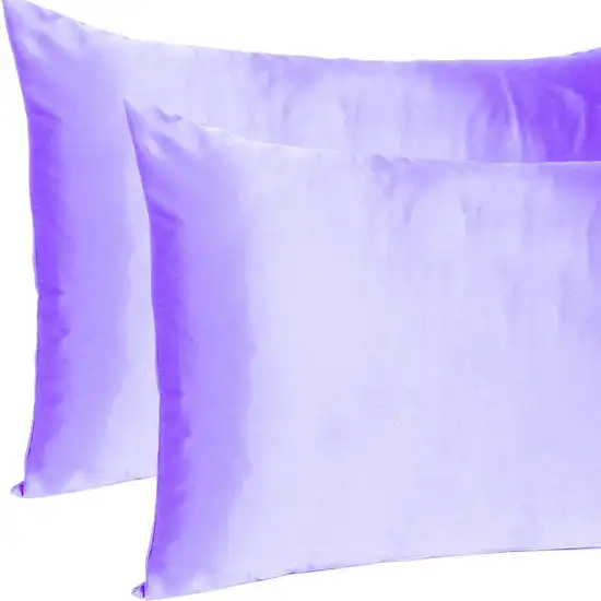 Purple Dreamy Set Of 2 Silky Satin King Pillowcases Photo 7