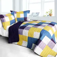 Photo of Purple Feelings - 3PC Vermicelli - Quilted Patchwork Quilt Set (Full/Queen Size)