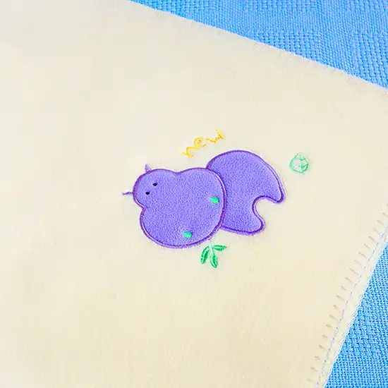 Purple Hippo - Yellow -  Embroidered Applique Coral Fleece Baby Throw Blanket (29.5 by 39.4 inches) Photo 4