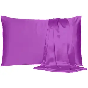 Photo of Purple Merlot Dreamy Set Of 2 Silky Satin Queen Pillowcases