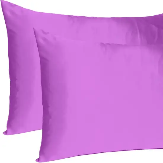 Purple Merlot Dreamy Set Of 2 Silky Satin Queen Pillowcases Photo 7