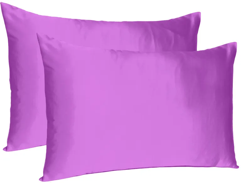 Purple Merlot Dreamy Set Of 2 Silky Satin Queen Pillowcases Photo 4