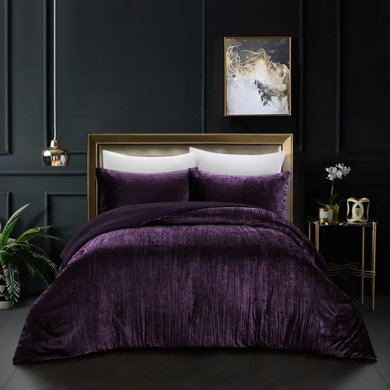 Purple Queen Polyester 180 Thread Count Washable Down Comforter Set Photo 4