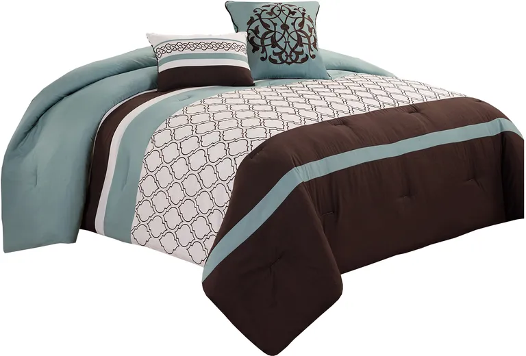 Quatrefoil King Size 8 Piece Fabric Comforter Set Photo 1
