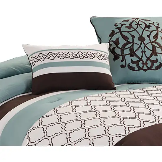 Quatrefoil King Size 8 Piece Fabric Comforter Set Photo 3