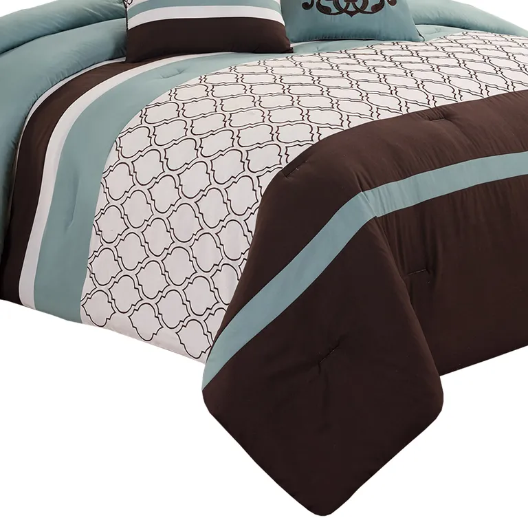 Quatrefoil King Size 8 Piece Fabric Comforter Set Photo 5