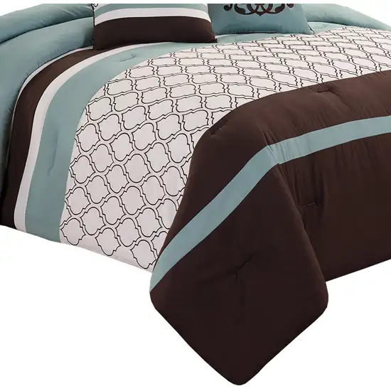 Quatrefoil King Size 8 Piece Fabric Comforter Set Photo 5