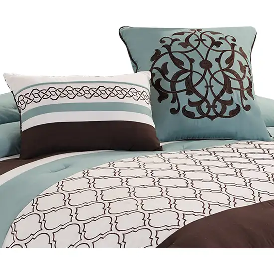 Quatrefoil King Size 8 Piece Fabric Comforter Set Photo 4