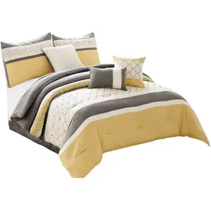 Photo of Quatrefoil Print King Size 7 Piece Fabric Comforter Set