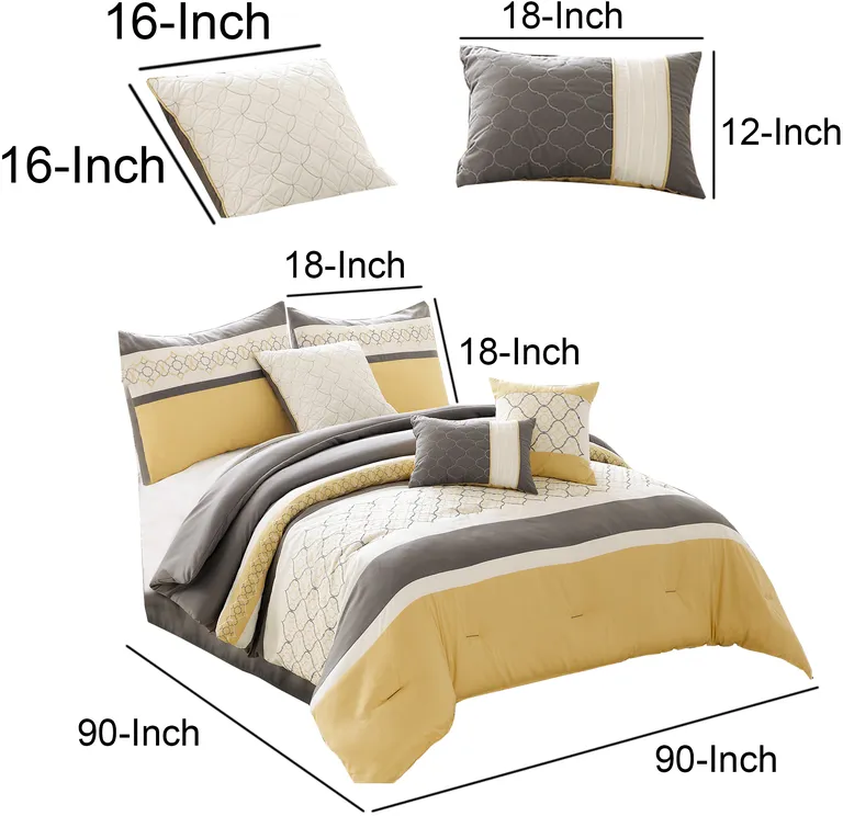 Quatrefoil Print Queen Size 7 Piece Fabric Comforter Set Photo 5
