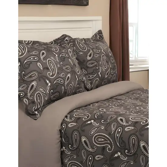 Charcoal Queen Cotton Blend 0 Thread Count Washable Duvet Cover Set Photo 1